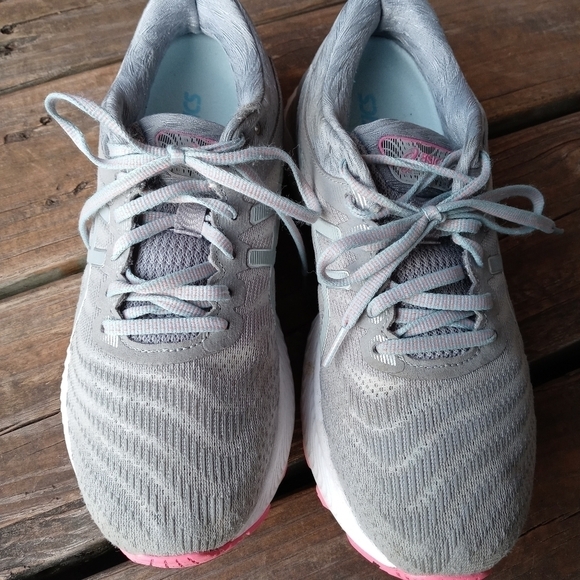 Asics Gel-Nimbus 22 Lite-Show Sheet Rock Grey Pink Wmn sz 9.5 shoe 1012A585-020. - Picture 3 of 12